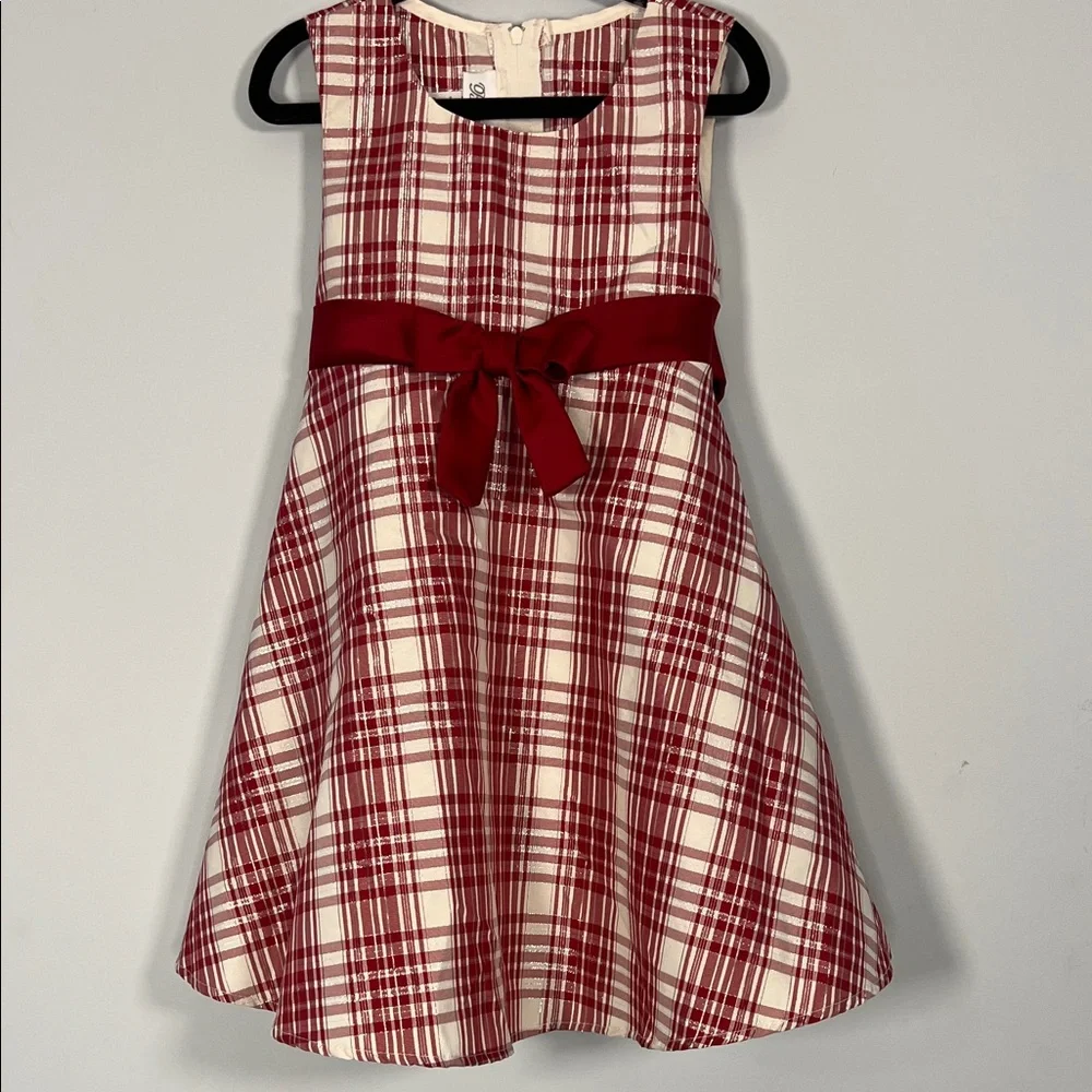 Bonnie Jean Kids Plaid Red &‎ Cream Holiday Elegant Dress Girls Size 4T